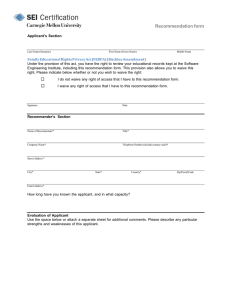 Recommendation form