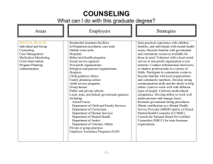 COUNSELING  What can I do with this graduate degree? Areas