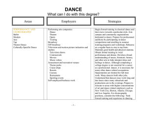 DANCE  What can I do with this degree? Areas