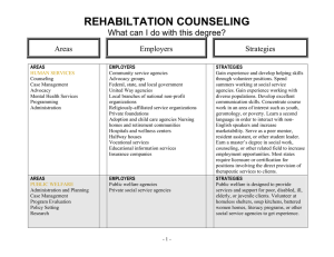 REHABILTATION COUNSELING  What can I do with this degree?