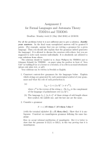 Assignment 2 for Formal Languages and Automata Theory TDDD14 and TDDD85