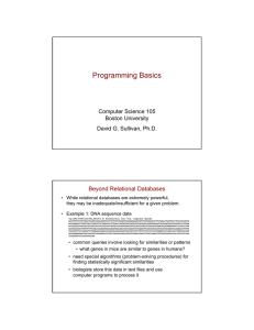 Programming Basics Computer Science 105 Boston University David G. Sullivan, Ph.D.