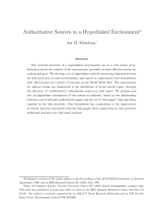 Authoritative Sources in a Hyperlinked Environment ∗ Jon M. Kleinberg