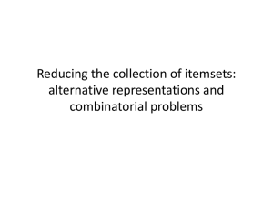 Reducing the collection of itemsets:  alternative representations and  combinatorial problems