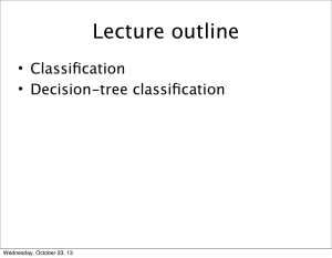 Lecture outline Classification • Decision-tree classification