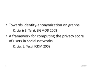 • Towards identity-anonymization on graphs of users in social networks