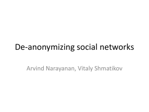 De-anonymizing social networks Arvind Narayanan, Vitaly Shmatikov
