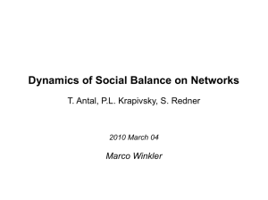 Dynamics of Social Balance on Networks Marco Winkler 2010 March 04