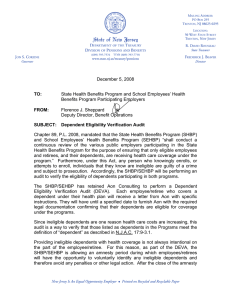 December 5, 2008 State Health Benefits Program and School Employees’ Health