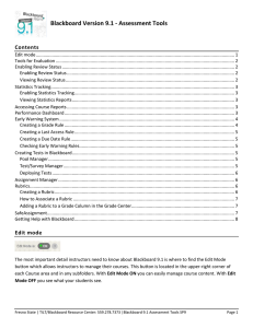 Blackboard Version 9.1 - Assessment Tools Contents