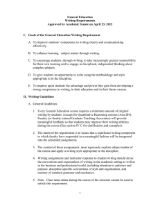 General Education Writing Requirements Approved by Academic Senate on April 23, 2012