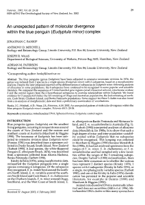 An unexpected pattern of  molecular divergence (Eudyptula minor) complex Notornis