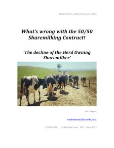 What’s	wrong	with	the	50/50 Sharemilking	Contract! ‘The	decline	of	the	Herd	Owning