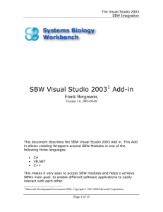 SBW Visual Studio 2003 Add-in Frank Bergmann,