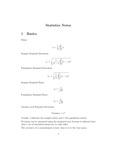 Statistics Notes 1 Basics