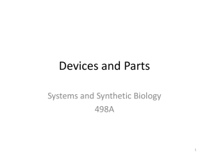 Devices and Parts Systems and Synthetic Biology 498A 1