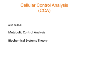 Cellular Control Analysis (CCA) Metabolic Control Analysis Biochemical Systems Theory