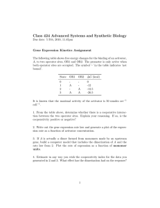 Class 424 Advanced Systems and Synthetic Biology Gene Expression Kinetics Assignment