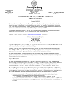 Telecommunication Data &amp; “CENTREX-like” Voice Services Request for Information August 31, 2010