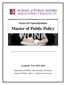 Master of Public Policy Areas of Concentration: Academic Year 2015-2016