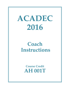 ACADEC 2016 Coach Instructions