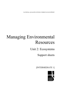 Managing Environmental Resources Unit 2: Ecosystems Support sheets