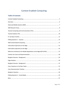 Context Enabled Computing Table of Contents