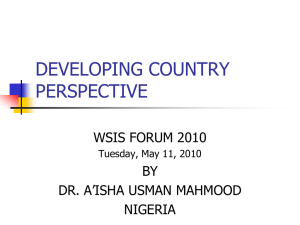 DEVELOPING COUNTRY PERSPECTIVE WSIS FORUM 2010 BY