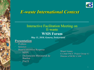 E-waste International Context Interactive Facilitation Meeting on E-waste WSIS Forum