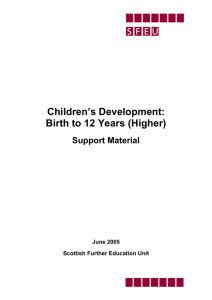 Children’s Development: Birth to 12 Years (Higher) Support Material