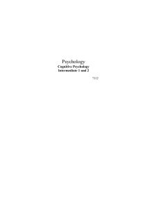 Psychology Cognitive Psychology Intermediate 1 and 2 7112