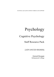 Psychology Cognitive Psychology Staff Resource Pack