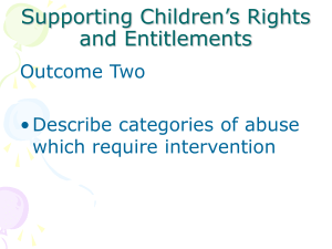 Supporting Children’s Rights and Entitlements Outcome Two • Describe categories of abuse