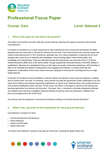 Professional Focus Paper  Course: Care Level: National 4