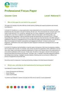 Professional Focus Paper  Course: Care Level: National 5