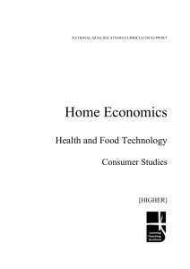 Home Economics Health and Food Technology  Consumer Studies