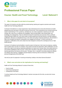 Professional Focus Paper  Course: Health and Food Technology Level: National 5