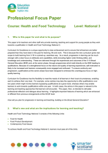 Professional Focus Paper  Course: Health and Food Technology Level: National 3