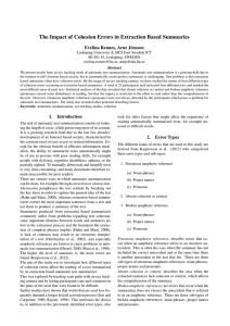 The Impact of Cohesion Errors in Extraction Based Summaries