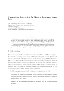 Customizing Interaction for Natural Language Inter- faces