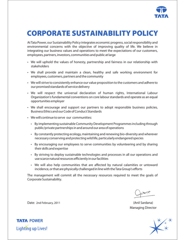 sustainability policy template
