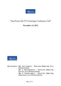 “Tata Power Q2-FY14 Earnings Conference Call” November 14, 2013 –