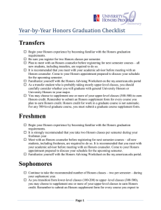 Transfers Year-by-Year Honors Graduation Checklist