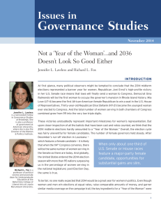 Governance Studies Issues in Not a ‘Year of the Woman’...and 2036