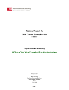 Office of the Vice President for Administration 2008 Climate Survey Results Fresno