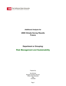 Risk Management and Sustainability 2008 Climate Survey Results Fresno Department or Grouping: