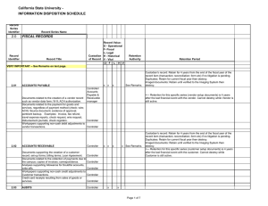 California State University - INFORMATION DISPOSITION SCHEDULE 2.0 FISCAL RECORDS