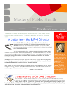 Master of Public Health Newsletter