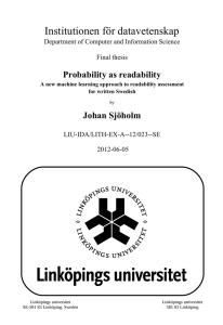 Institutionen för datavetenskap Probability as readability Johan Sjöholm