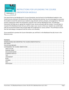 INSTRUCTIONS FOR UPLOADING THE COURSE ORIENTATION MODULE